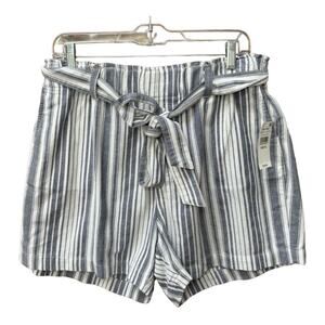 Sanctuary‎ River Valley Paper Bag Shorts XL Stripe Linen Blend Grey White NWT